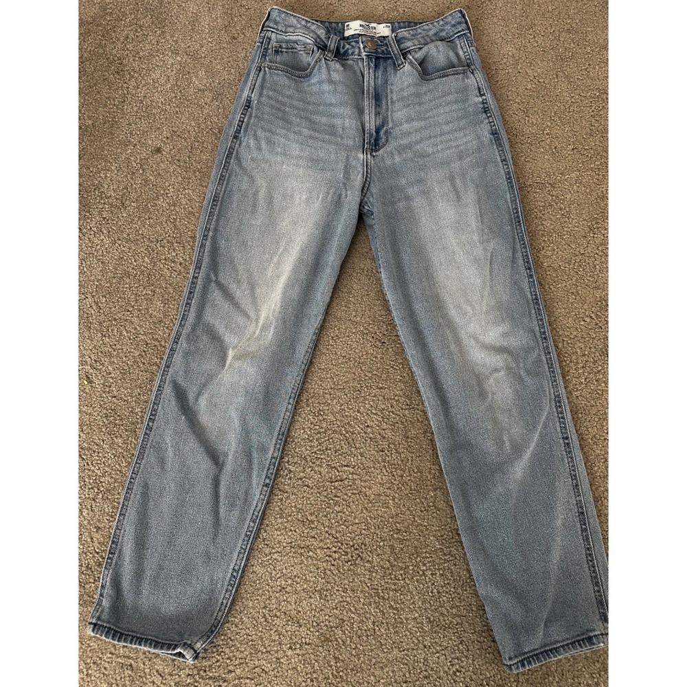 Hollister Curvy Ultra High-Rise Mom Jeans Light Wash Blue 0R 25 Vintage Stretch